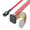 Mini SAS SFF-8087转4SFF-8482带大4Pin电源 效劳器线红色